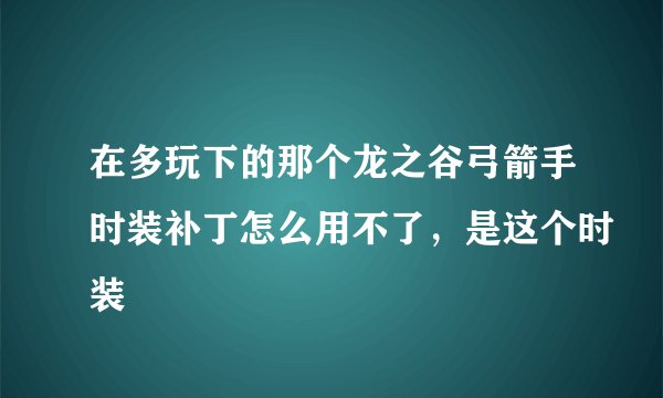 在多玩下的那个龙之谷弓箭手时装补丁怎么用不了，是这个时装
