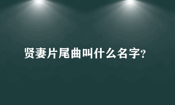 贤妻片尾曲叫什么名字？
