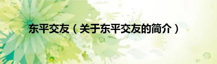 东平交友（关于东平交友的简介）