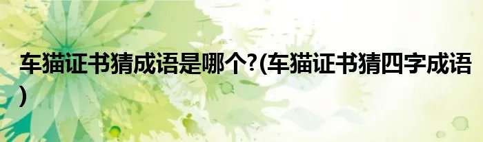 车猫证书猜成语是哪个?(车猫证书猜四字成语)