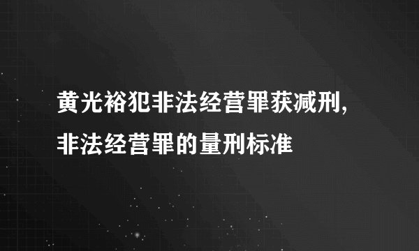 黄光裕犯非法经营罪获减刑,非法经营罪的量刑标准