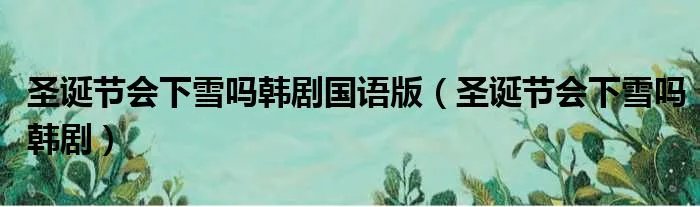 圣诞节会下雪吗韩剧国语版(圣诞节会下雪吗韩剧)