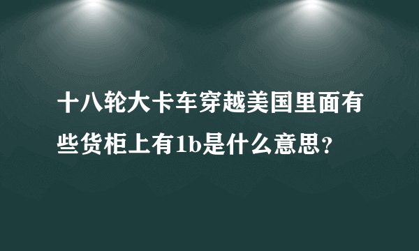 十八轮大卡车穿越美国里面有些货柜上有1b是什么意思？