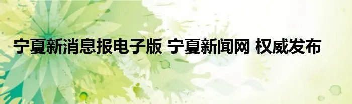 宁夏新消息报电子版 宁夏新闻网 权威发布