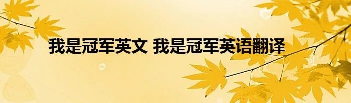我是冠军英文 我是冠军英语翻译