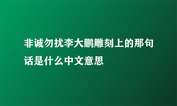 非诚勿扰李大鹏雕刻上的那句话是什么中文意思