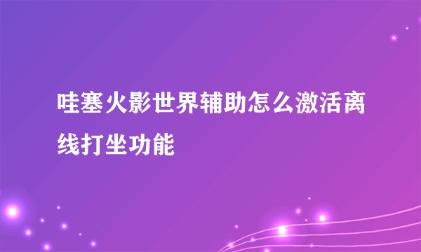哇塞火影世界辅助怎么激活离线打坐功能
