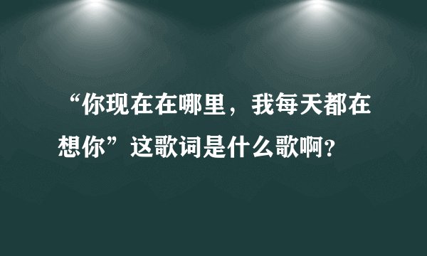 “你现在在哪里，我每天都在想你”这歌词是什么歌啊？