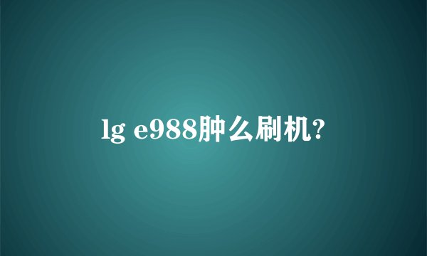 lg e988肿么刷机?