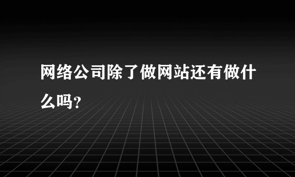 网络公司除了做网站还有做什么吗？