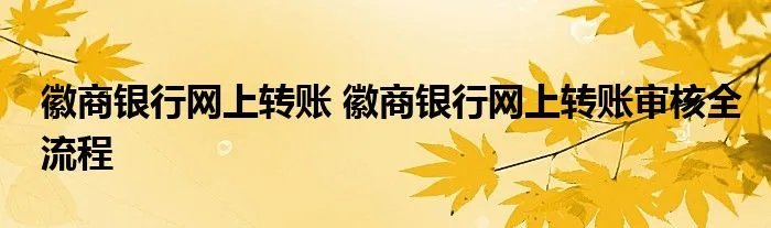 徽商银行网上转账 徽商银行网上转账审核全流程