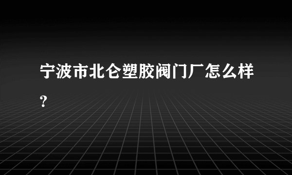 宁波市北仑塑胶阀门厂怎么样？
