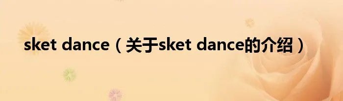 sket dance（关于sket dance的介绍）