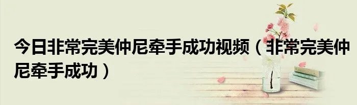 今日非常完美仲尼牵手成功视频（非常完美仲尼牵手成功）