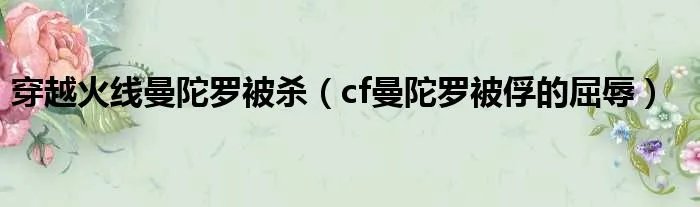 穿越火线曼陀罗被杀（cf曼陀罗被俘的屈辱）