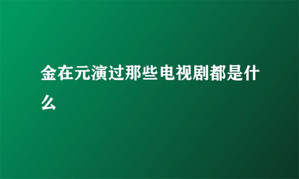 金在元演过那些电视剧都是什么