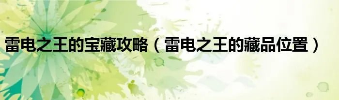 雷电之王的宝藏攻略（雷电之王的藏品位置）