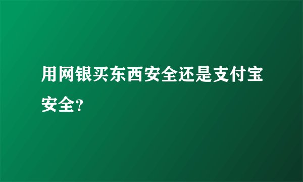 用网银买东西安全还是支付宝安全？