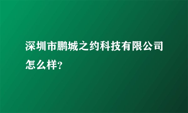 深圳市鹏城之约科技有限公司怎么样？