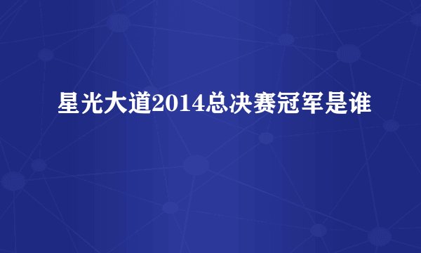星光大道2014总决赛冠军是谁