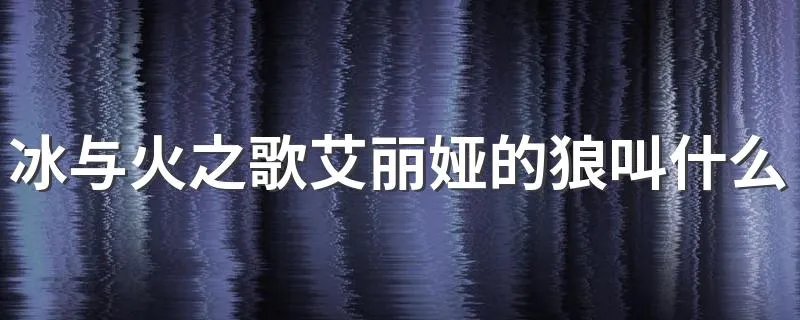 冰与火之歌艾丽娅的狼叫什么 冰与火之歌艾丽娅的简介