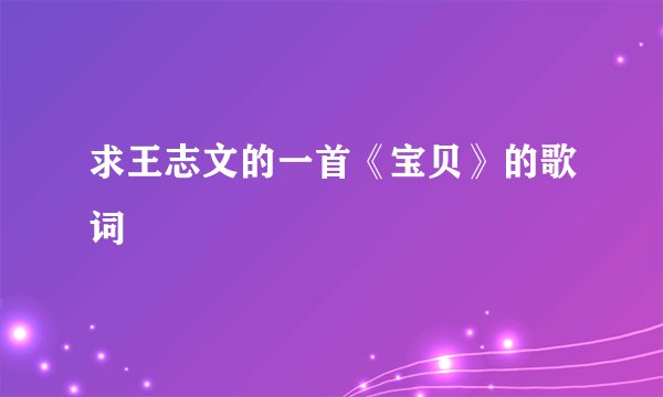 求王志文的一首《宝贝》的歌词