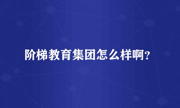 阶梯教育集团怎么样啊？