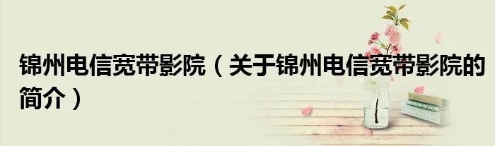 锦州电信宽带影院（关于锦州电信宽带影院的简介）