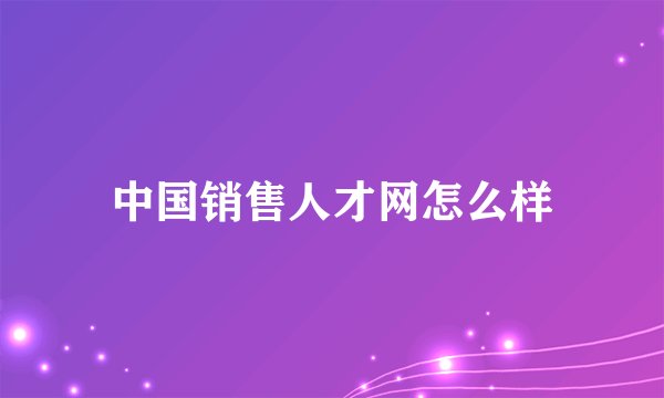 中国销售人才网怎么样