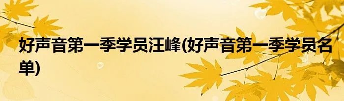 好声音第一季学员汪峰(好声音第一季学员名单)