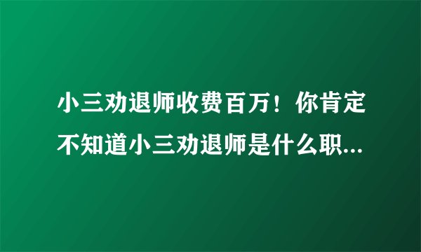 小三劝退师收费百万！你肯定不知道小三劝退师是什么职业吧~~