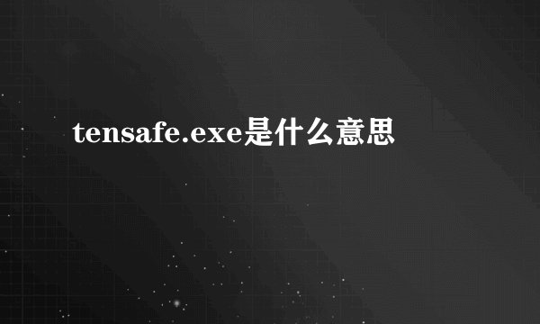 tensafe.exe是什么意思
