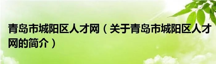 青岛市城阳区人才网（关于青岛市城阳区人才网的简介）