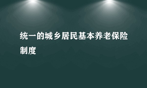 统一的城乡居民基本养老保险制度