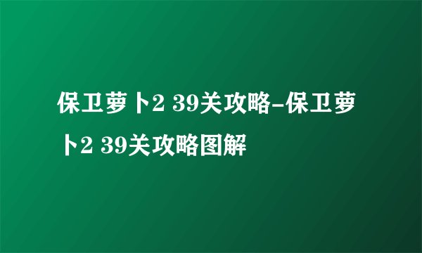 保卫萝卜2 39关攻略-保卫萝卜2 39关攻略图解