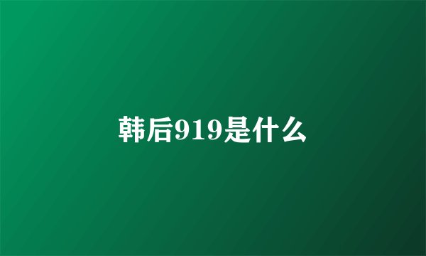 韩后919是什么
