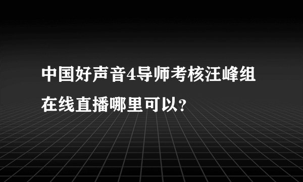 中国好声音4导师考核汪峰组在线直播哪里可以？