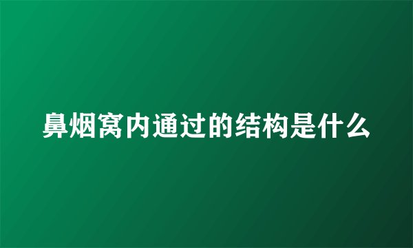 鼻烟窝内通过的结构是什么