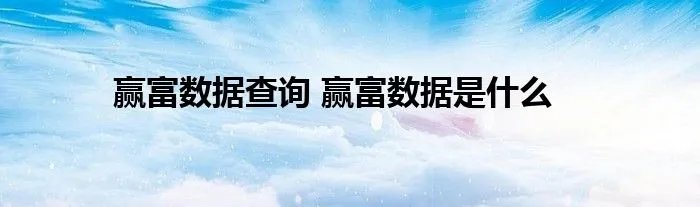 赢富数据查询 赢富数据是什么
