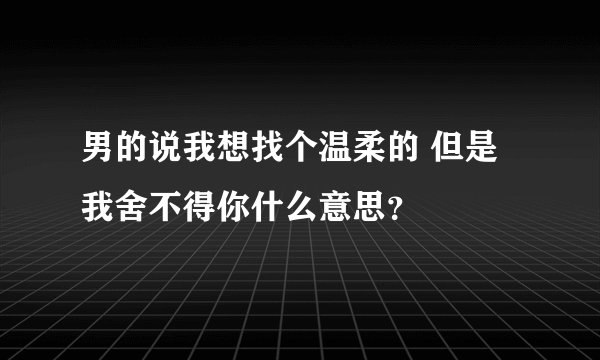 男的说我想找个温柔的 但是我舍不得你什么意思？