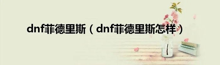 dnf菲德里斯（dnf菲德里斯怎样）
