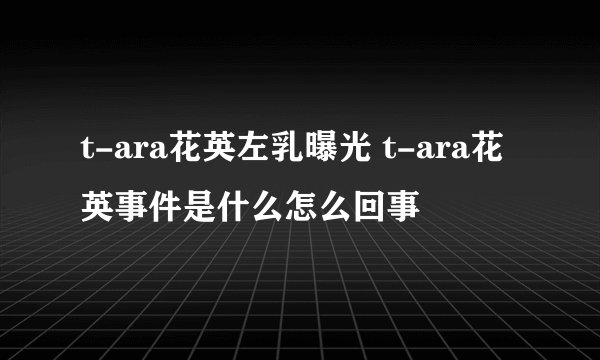 t-ara花英左乳曝光 t-ara花英事件是什么怎么回事