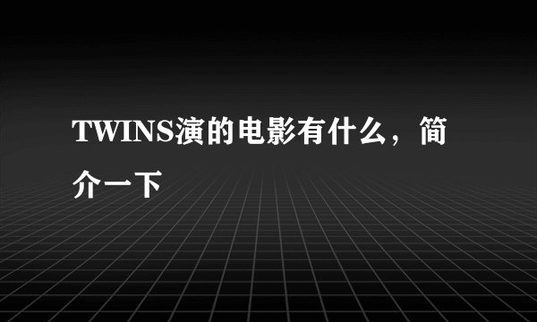 TWINS演的电影有什么，简介一下