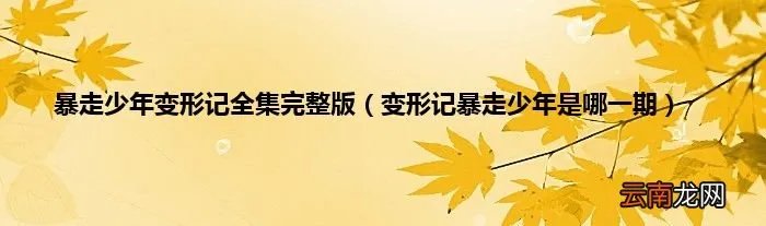 变形记暴走少年是哪一期 暴走少年变形记全集完整版