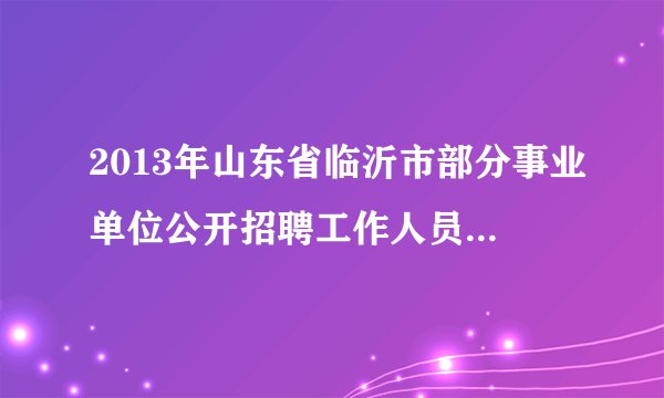 2013年山东省临沂市部分事业单位公开招聘工作人员简章汇总