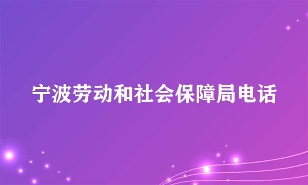 宁波劳动和社会保障局电话