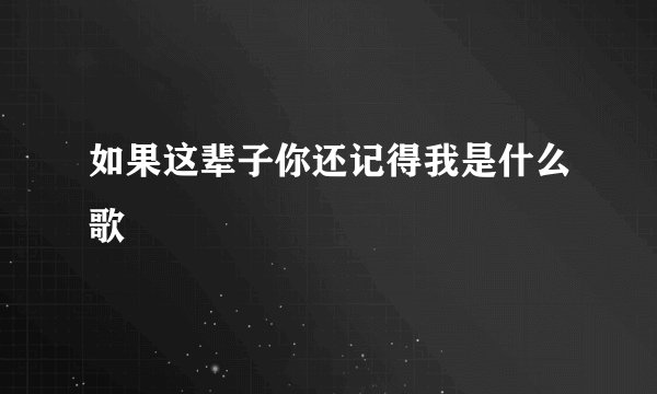 如果这辈子你还记得我是什么歌
