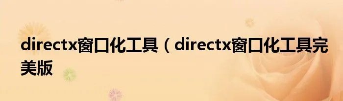 directx窗口化工具（directx窗口化工具完美版