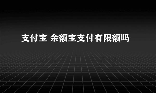 支付宝 余额宝支付有限额吗