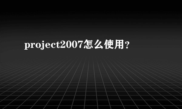 project2007怎么使用？
